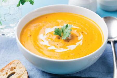 Silky Roasted Yellow Pepper Soup